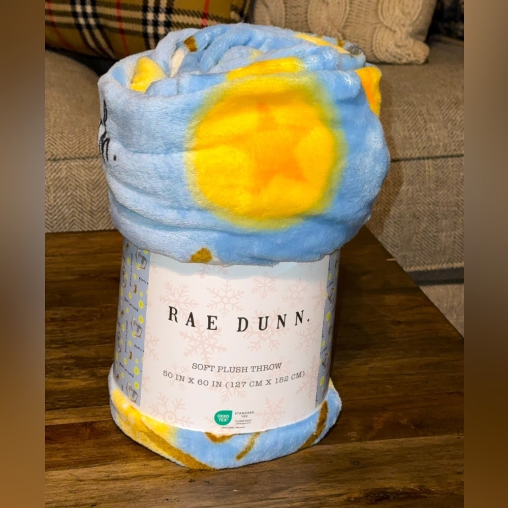 NWT Rae Dunn Soft Plush Throw Blanket 50x60 Religious PEACE ON EARTH Baby Jesus